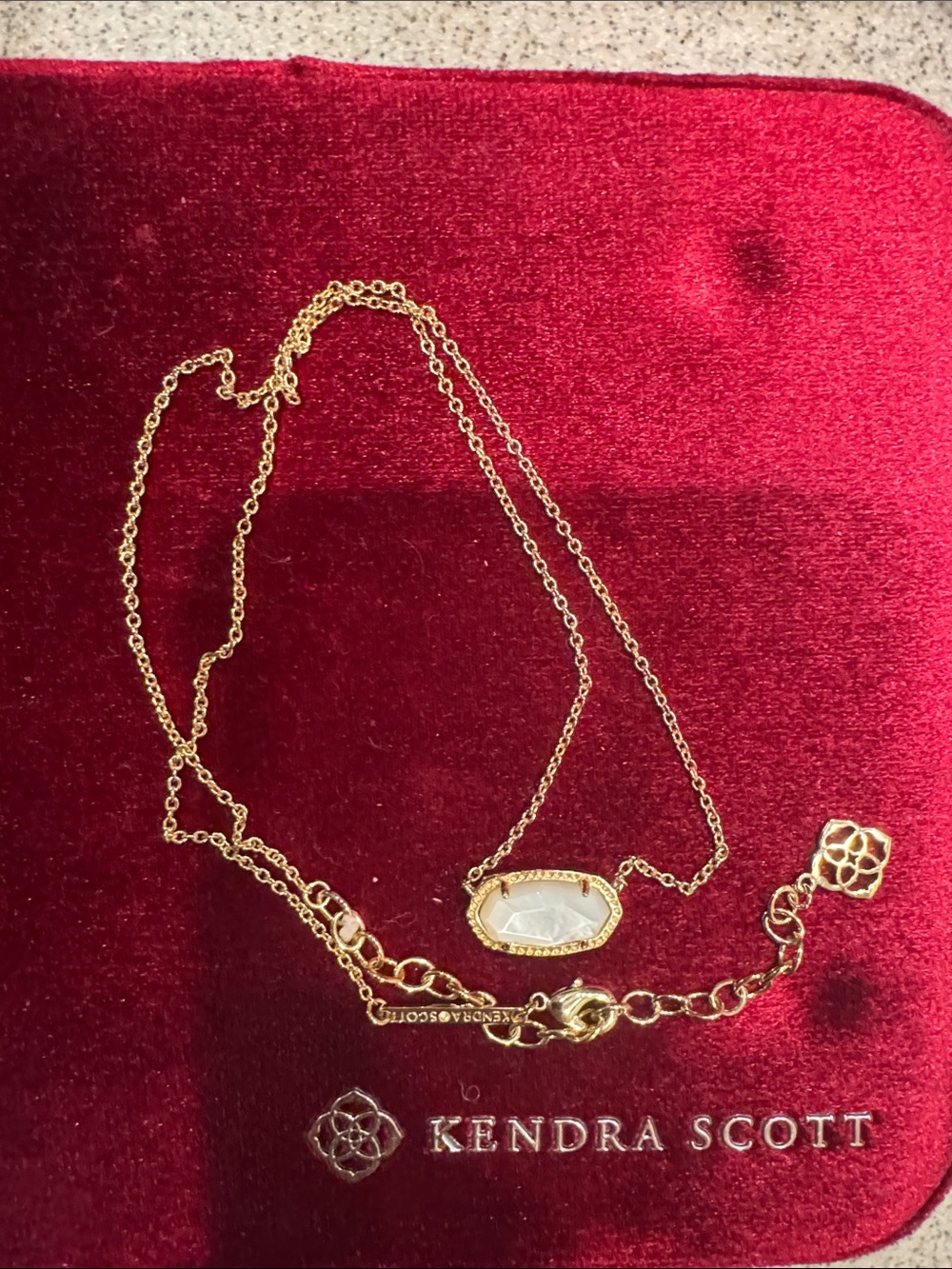 Kendra Scott Gold Necklace with White Stone Pendant